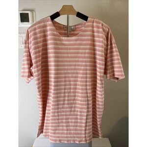 Milano Women's Short Sleeve Top Pink & White Striped Plus Size 22/24